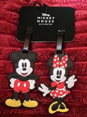 Disney Mickey & Minnie Red and Yellow Bag Tags - Set of 2